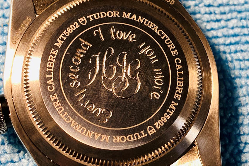 Hand inscribed watch back